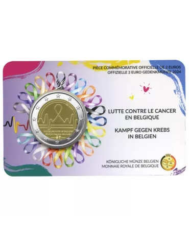 BU : 2 EURO COMMEMORATIVE 2024 COINCARD : BELGIQUE - LUTTE CONTRE LE CANCER (Version française))