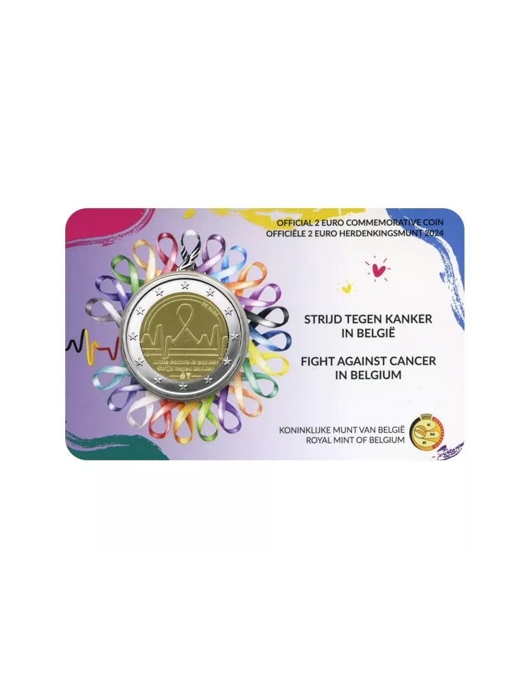 BU : 2 EURO COMMEMORATIVE 2024 COINCARD : BELGIQUE - LUTTE CONTRE LE CANCER (Version flamande)