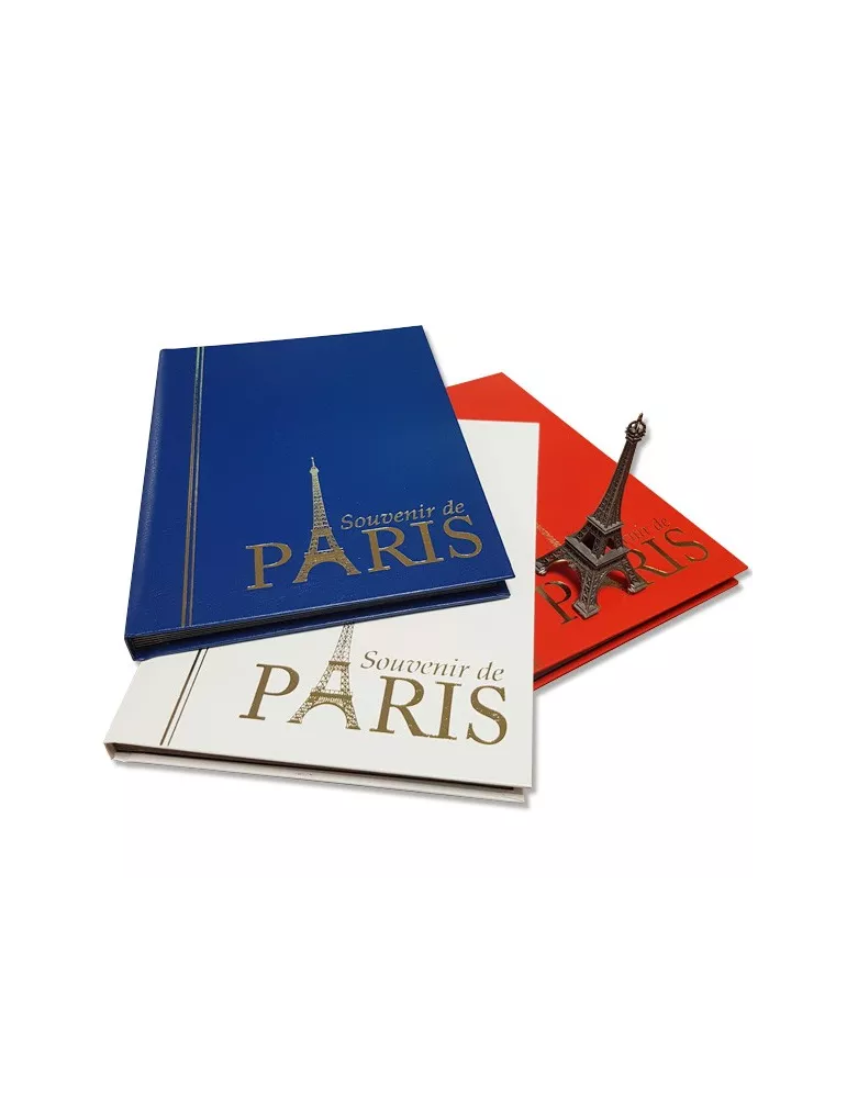 PERFECTA : Classeur fixe pour timbres Souvenir de Paris (Petit modèle-Pages Noires-16p.) Lot de 3
