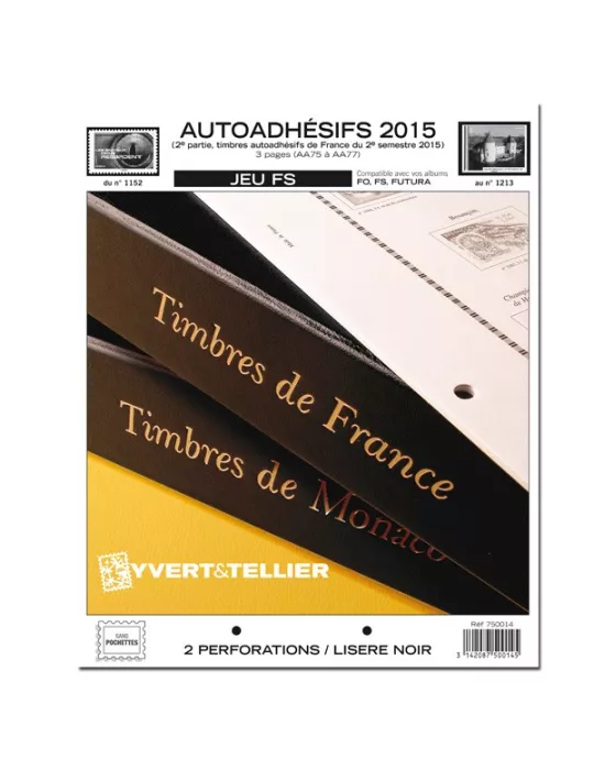 FRANCE AUTOADHESIFS FS : 2015 - 2E SEMESTRE (JEUX SANS POCHETTES)