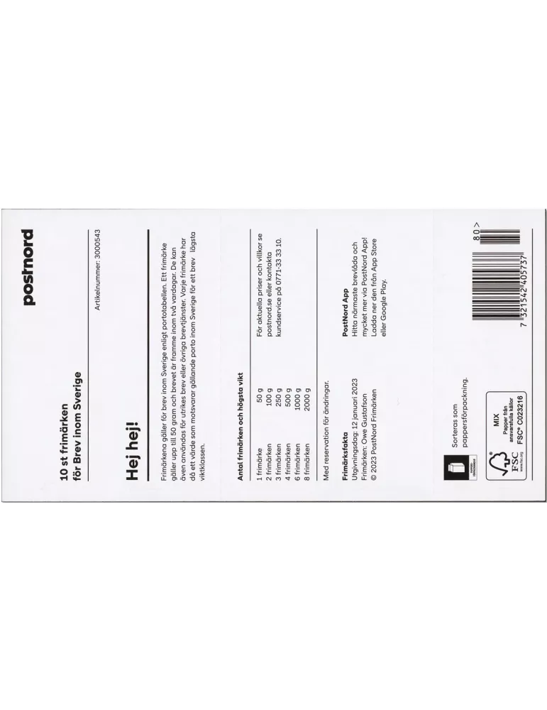 n° C3445 - Timbre SUEDE Carnets