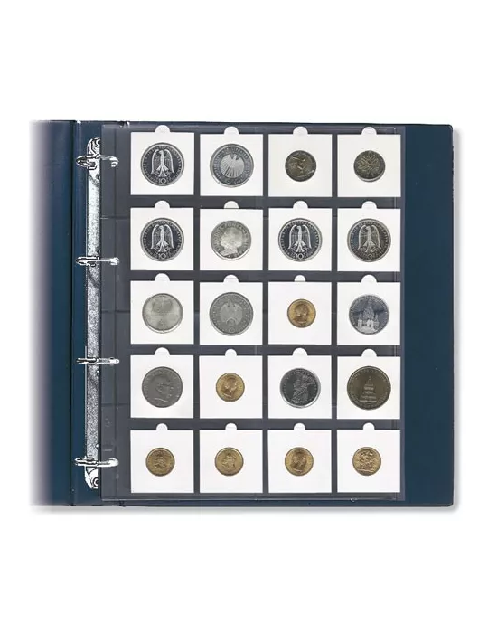 FEUILLES COMPACT A4 (20 CASES POUR ETUIS MONNAIES: 50x50mm) - SAFE® (x5)