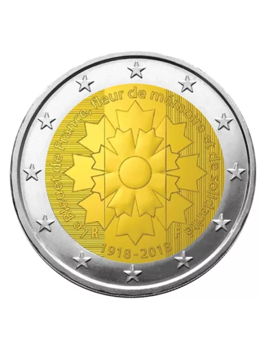 2 EURO COMMEMORATIVE 2018 : FRANCE (ARMISTICE ET BLEUET)