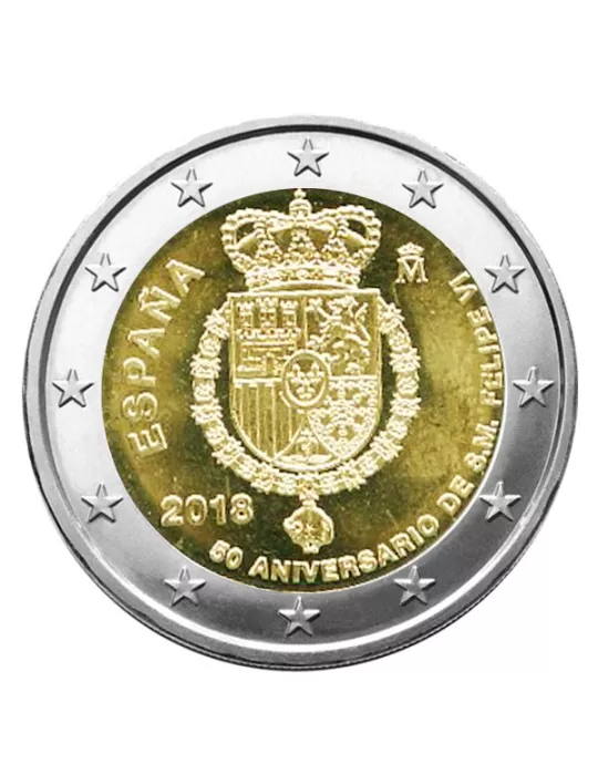 2 EURO COMMEMORATIVE 2018 : ESPAGNE (50ème anniversaire du roi Felipe VI)