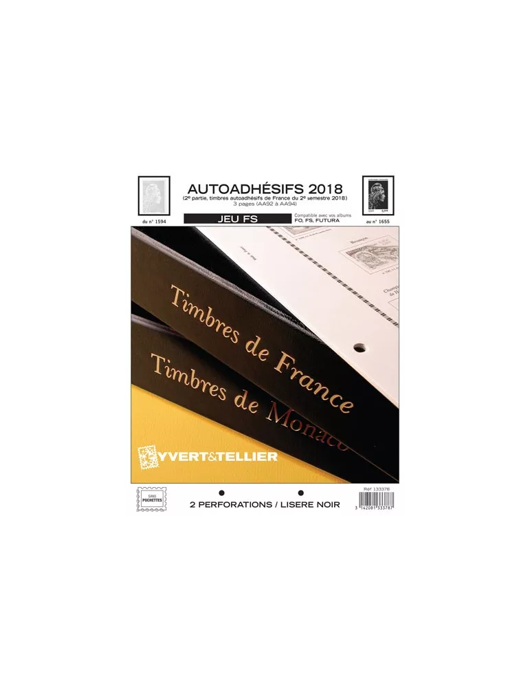 FRANCE AUTOADHESIFS FS : 2018 - 2E SEMESTRE (JEUX SANS POCHETTES)