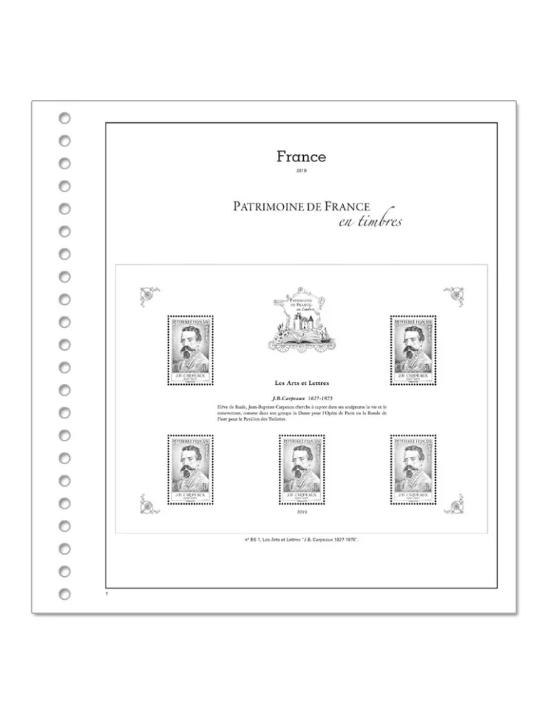 PATRIMOINE DE FRANCE EN TIMBRES SC : 2019 (JEUX AVEC POCHETTES)