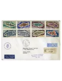 n° 34/38 et n° 43/45 obl. sur lettre - Timbre TAAF Poste