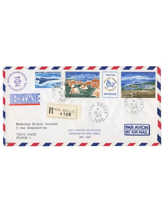n° 19 et n° 26A obl. sur lettre - Timbre TAAF Poste aérienne