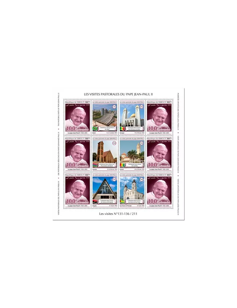 n° F3077A/F3080A - Timbre DJIBOUTI Poste