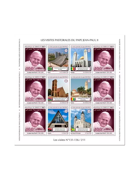 n° F3077A/F3080A - Timbre DJIBOUTI Poste