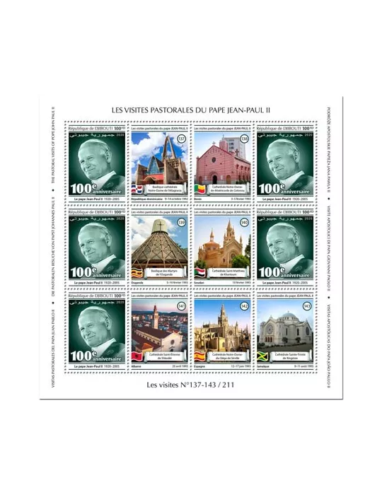 n° F3077A/F3080A - Timbre DJIBOUTI Poste