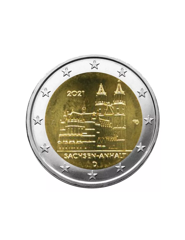 2 EURO COMMEMORATIVE 2021 : ALLEMAGNE - Cathédrale de Sachsen-Anhalt (5 pièces)
