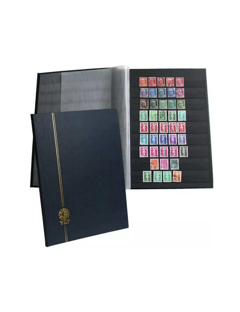 PERFECTA : Classeur fixe pour timbres (Grand modèle-Pages Noires-16p.)