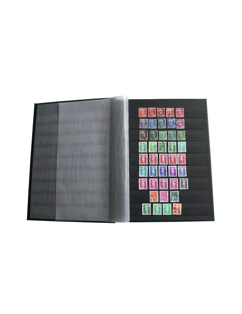 PERFECTA : Classeur fixe pour timbres (Grand modèle-Pages Noires-16p.)