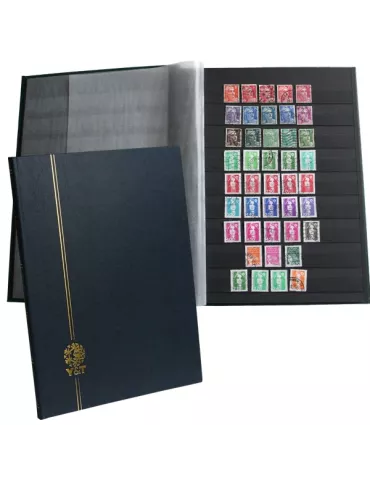 PERFECTA : Classeur fixe pour timbres (Grand modèle-Pages Noires-48p.)