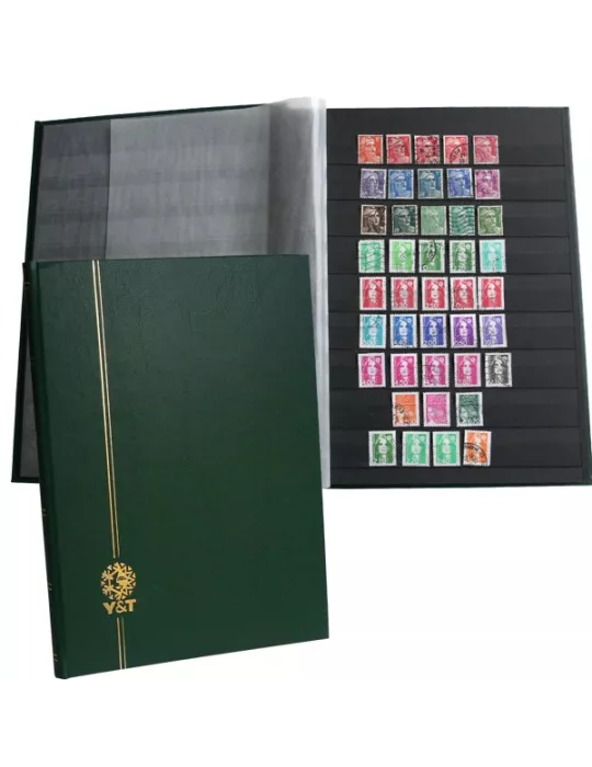 PERFECTA : Classeur fixe pour timbres (Grand modèle-Pages Noires-16p.)