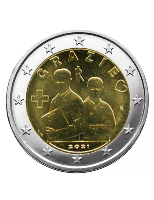 2 EURO COMMEMORATIVE 2021 : ITALIE (Merci aux professionnels de santé)