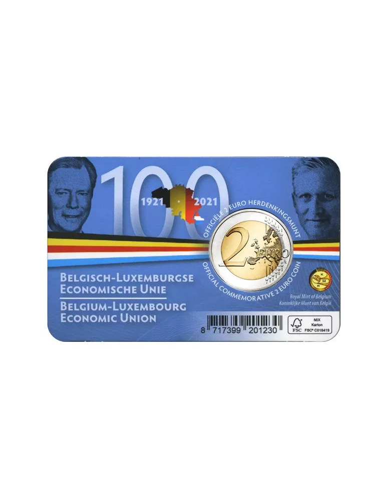 BU : 2 EURO COMMEMORATIVE 2021 : BELGIQUE - UNION ECONOMIQUE AVEC LE LUXEMBOURG (Version flamande)