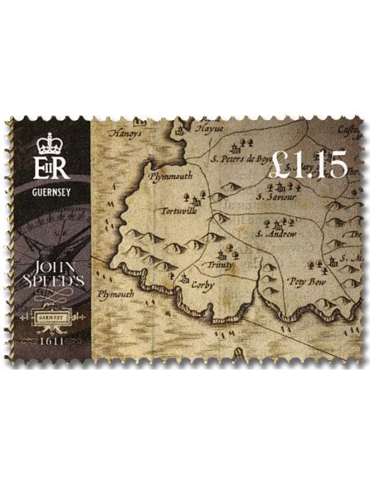 n° 1880 + Les 5 valeurs - Timbre GUERNESEY Poste