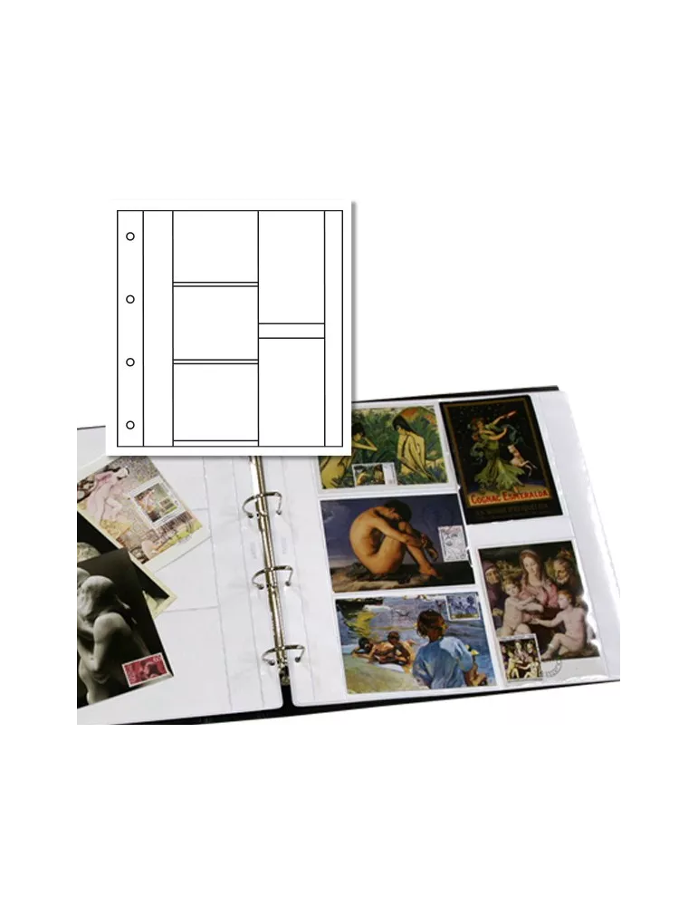 Recharges ALBUM CP LUXE : 3 cases horizontales + 2 verticales (Cartes Postales anciennes)
