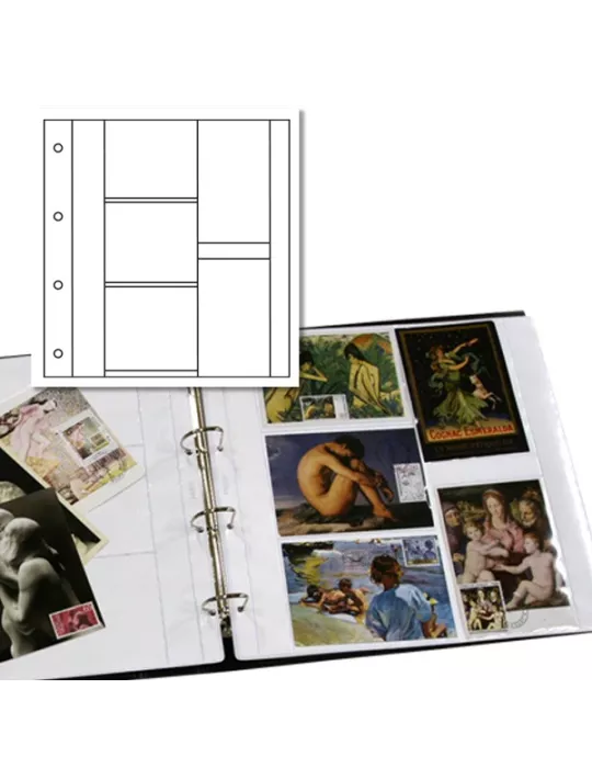 Recharges ALBUM CP LUXE : 3 cases horizontales + 2 verticales (Cartes Postales anciennes)