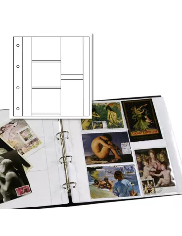 Recharges ALBUM CP LUXE : 3 cases horizontales + 2 verticales (Cartes Postales modernes)