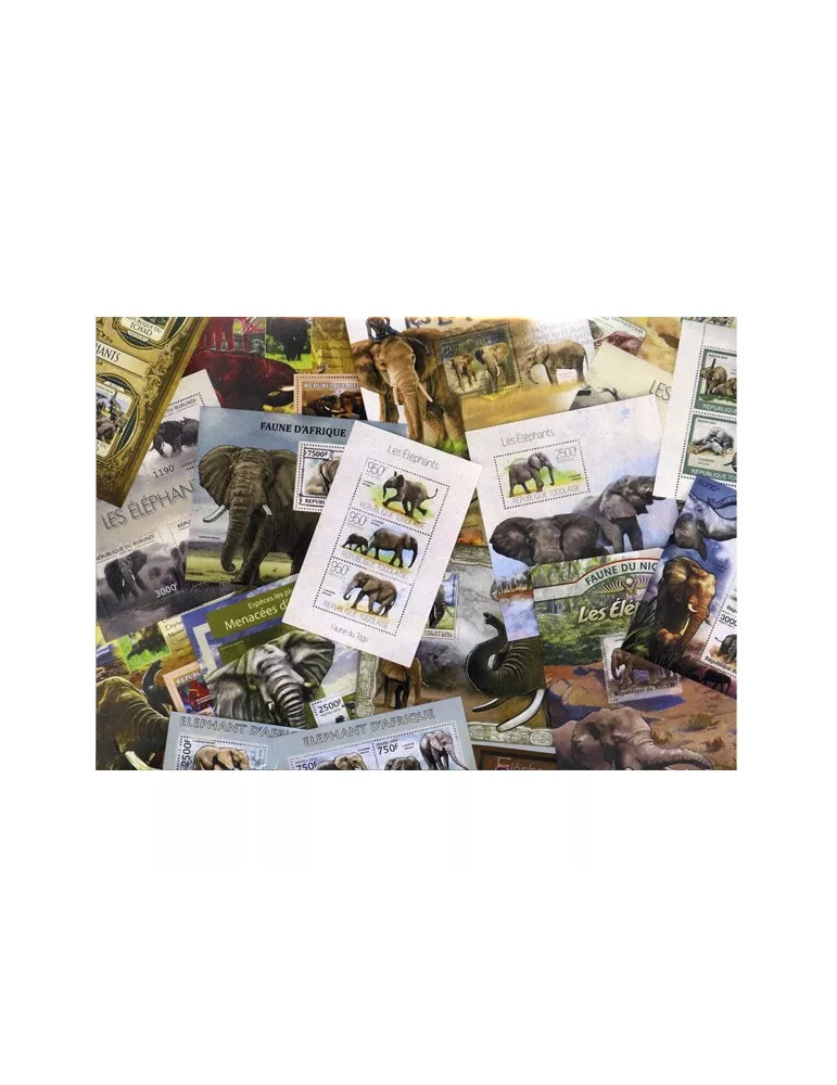 ELEPHANTS : pochette de 20 timbres (Neufs)