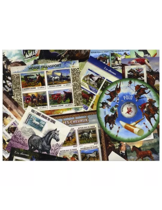 CHEVAUX : pochette de 15 timbres (Neufs)