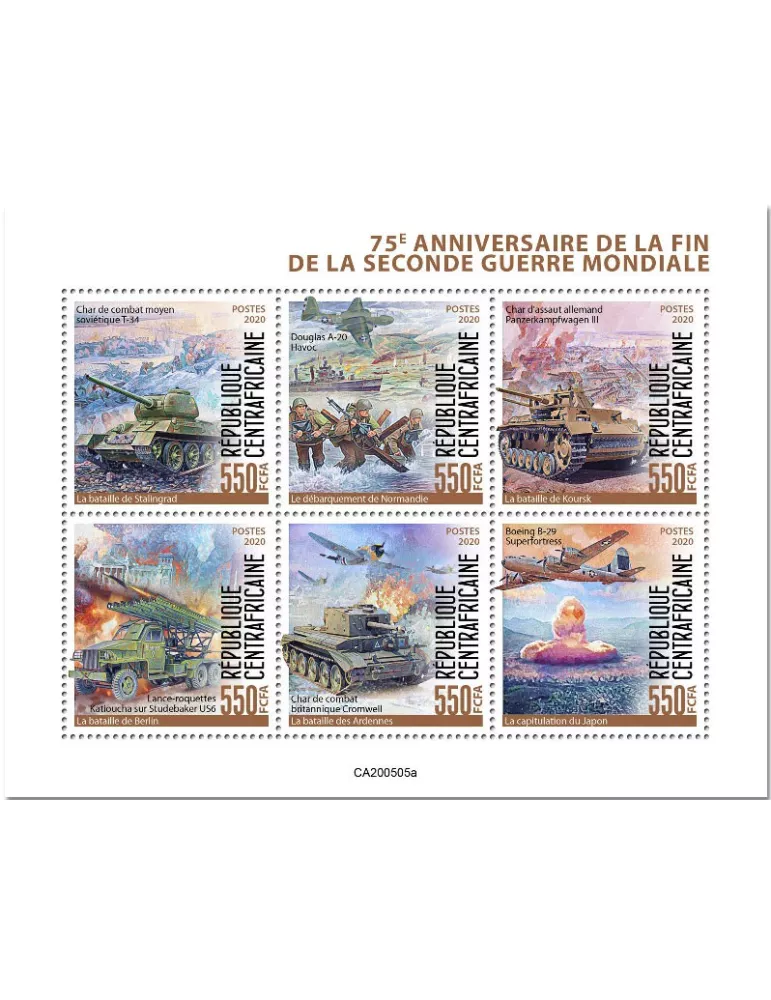 n° 7092/7097 - Timbre CENTRAFRIQUE Poste