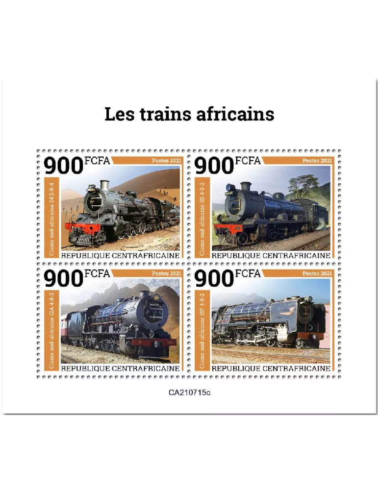 n° 8489A/8492A - Timbre CENTRAFRIQUE Poste