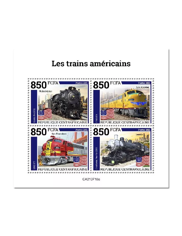 n° 8493A/8496A - Timbre CENTRAFRIQUE Poste