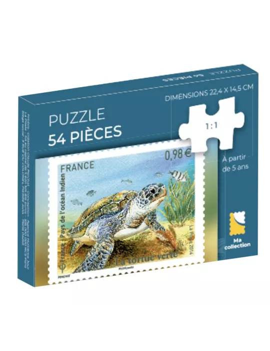 PUZZLE TIMBRÉS : LA TORTUE VERTE (54 PIECES)