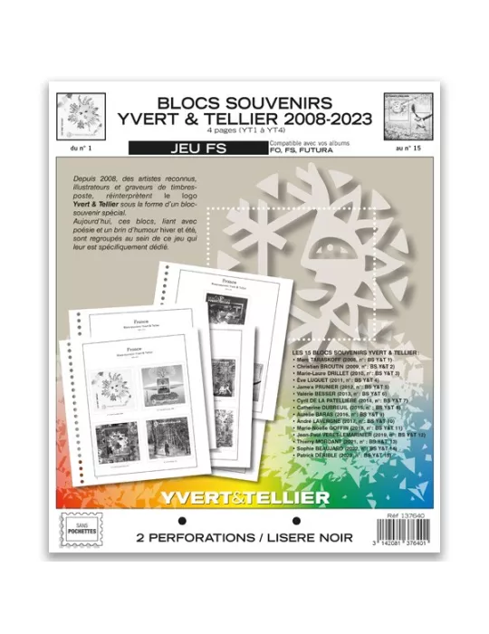 FEUILLETS YVERT & TELLIER FS : 2008/2023 (JEUX SANS POCHETTES)