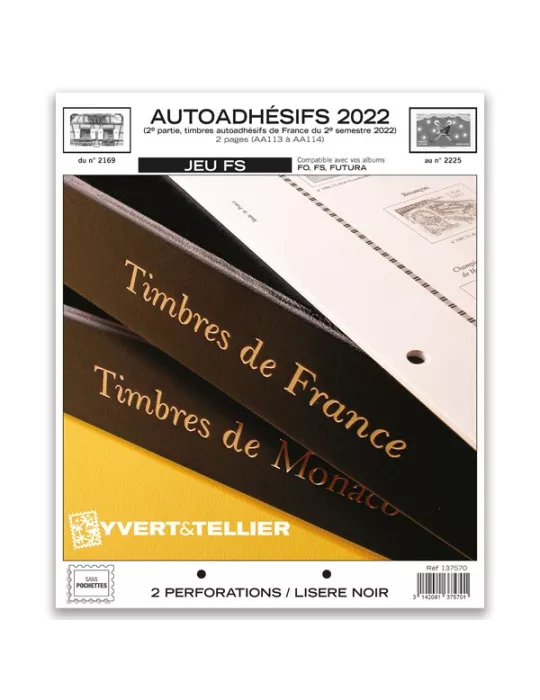 FRANCE AUTOADHESIFS FS : 2022 - 2E SEMESTRE (JEUX SANS POCHETTES)
