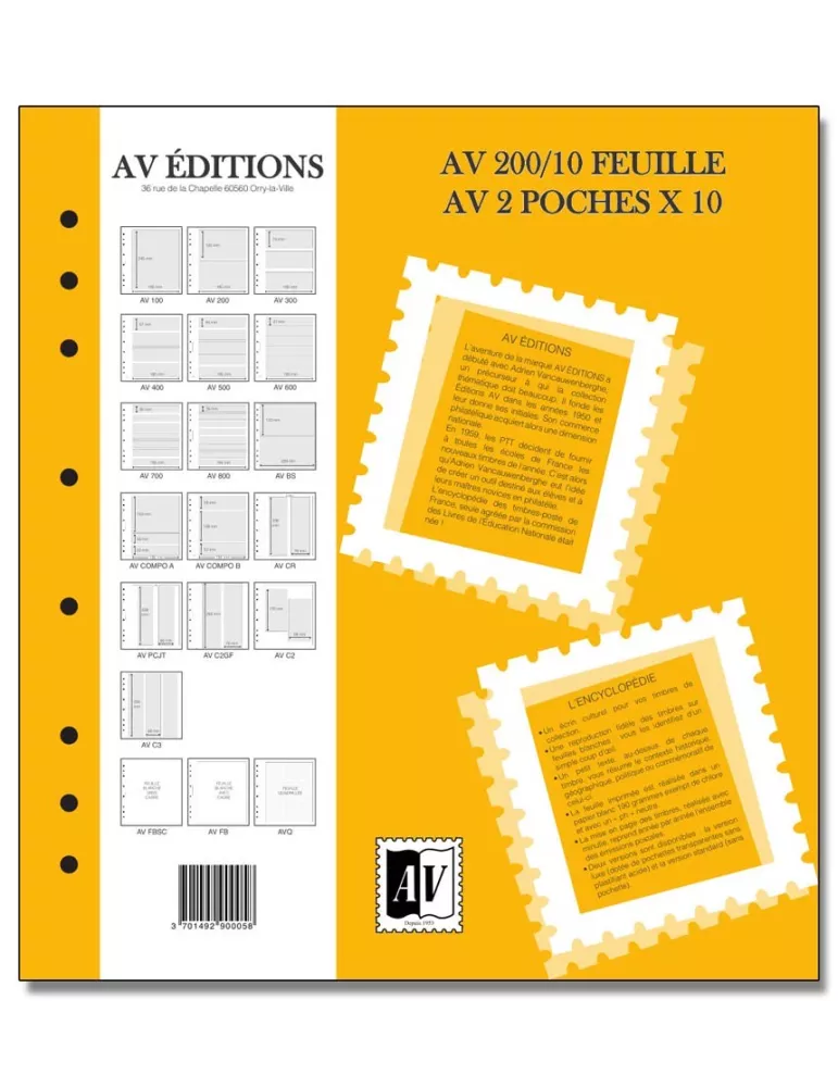 Feuille AV : 2 poches (x10) - AV EDITIONS®