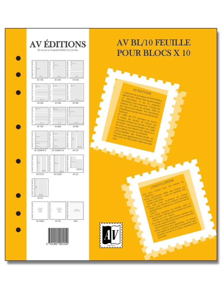 Feuille AV : pour 4 blocs (CNEP, FFAP, etc.) (x10) - AV EDITIONS®