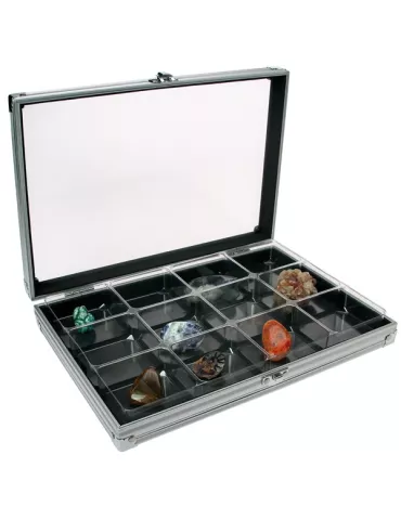 VITRINE ALU COMPACT : 12 CASES (65 x 58 mm) - SAFE®