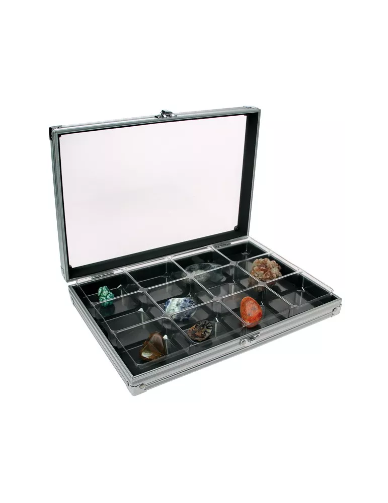 VITRINE ALU COMPACT : 12 CASES (65 x 58 mm) - SAFE®