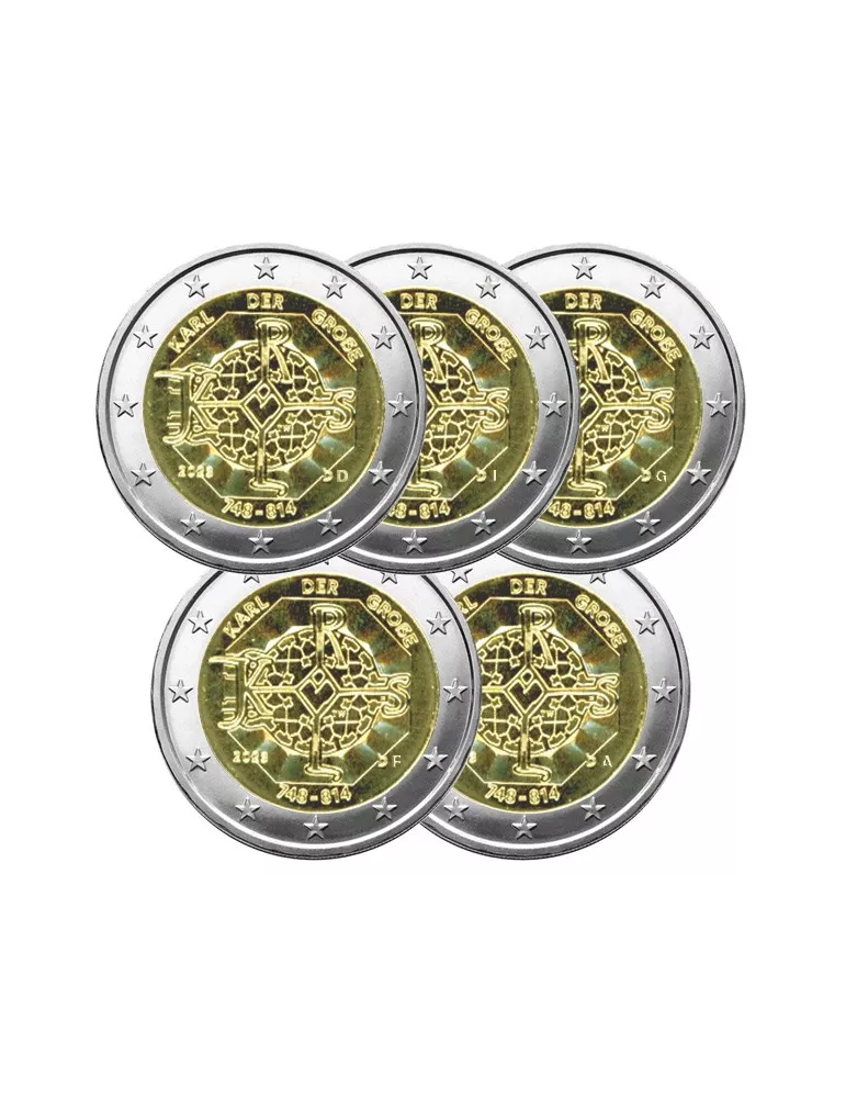 2 EURO COMMEMORATIVE 2023 : ALLEMAGNE (1275e anniversaire de Charlemagne) - 5 ateliers