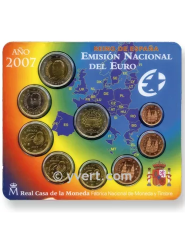 BU : ESPAGNE 2007 COFFRET 8 PCS + 2? EUROS TRAITE DE ROME