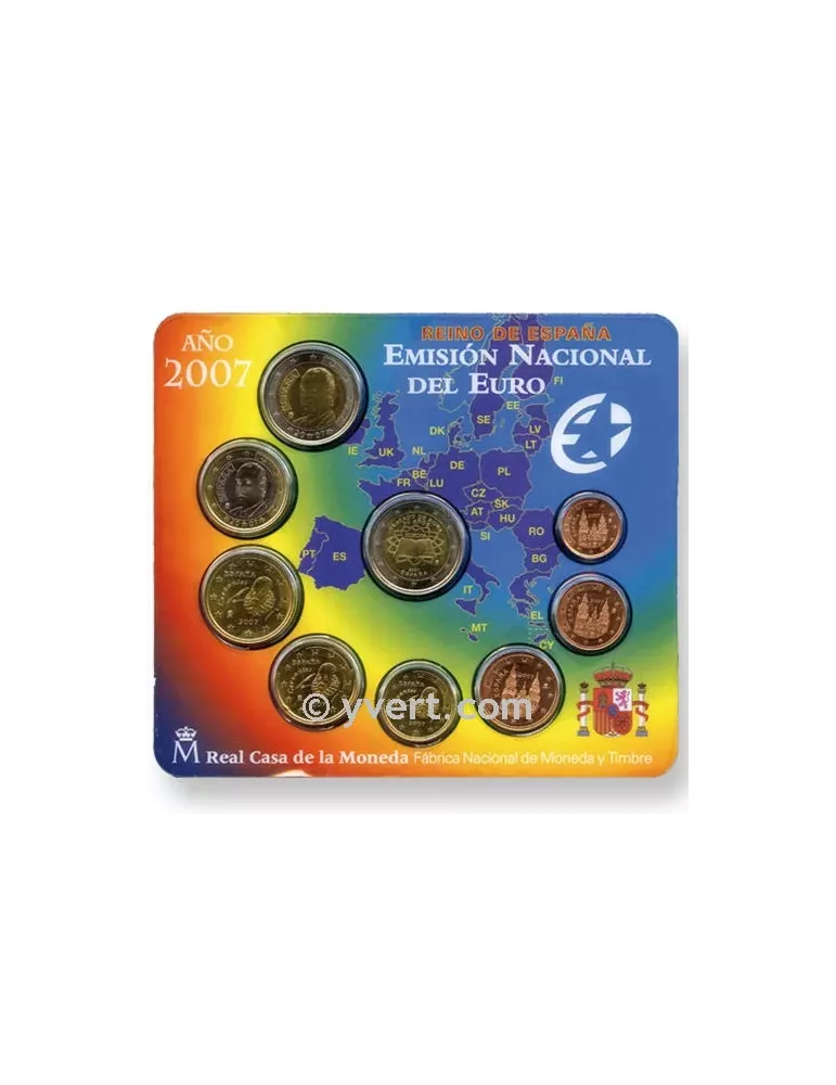 BU : ESPAGNE 2007 COFFRET 8 PCS + 2? EUROS TRAITE DE ROME