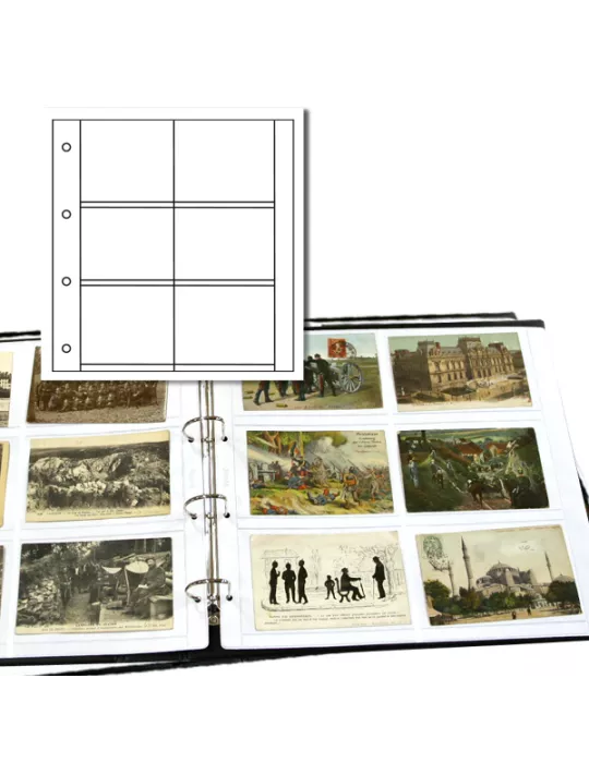Recharges ALBUM CP LUXE : 6 cases horizontales (Cartes Postales anciennes)