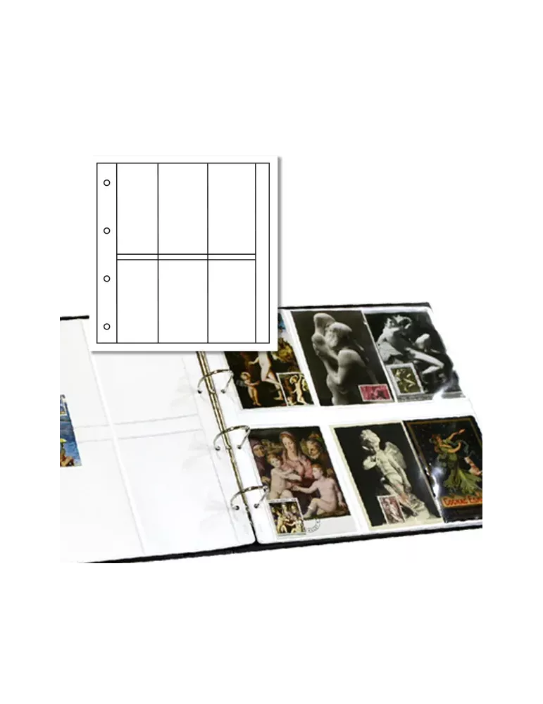 Recharges ALBUM CP LUXE : 6 cases verticales (Cartes Postales anciennes)