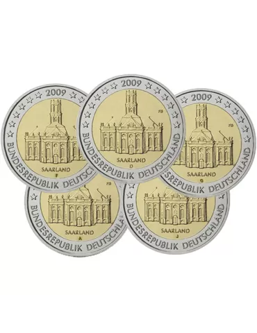 2 EURO COMMEMORATIVE 2009 : ALLEMAGNE (Présidence de la Sarre au Bundesrat les 5 pièces)