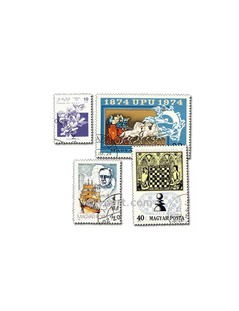 MONDE ENTIER : pochette de 10000 timbres (Oblitérés)