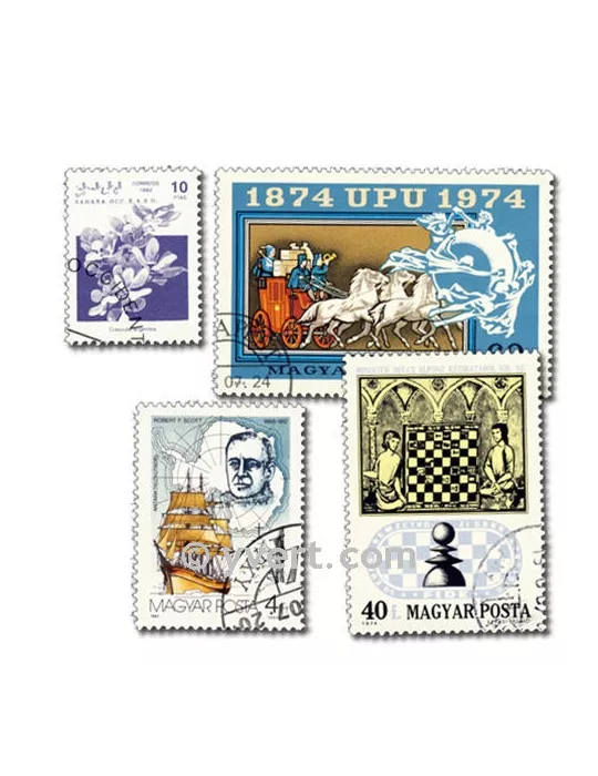 MONDE ENTIER : pochette de 10000 timbres (Oblitérés)