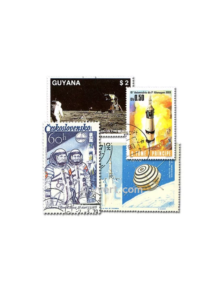 ASTRONAUTIQUE : pochette de 300 timbres (Oblitérés)