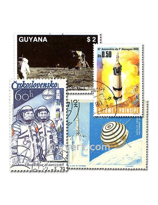 ASTRONAUTIQUE : pochette de 300 timbres (Oblitérés)