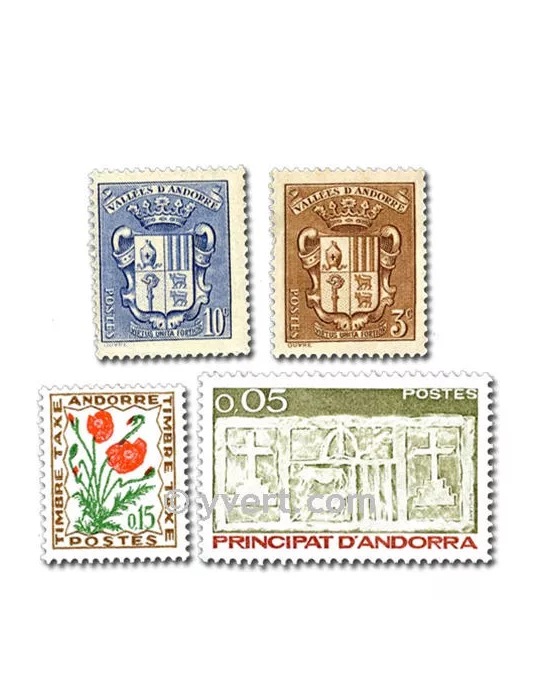 ANDORRE FRANCAIS : pochette de 50 timbres (Oblitérés)
