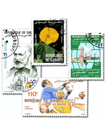 DJIBOUTI : pochette de 50 timbres (Oblitérés)